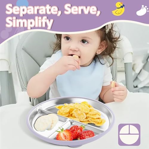 Bakpoco Stainless Steel Toddler Plate with Suction