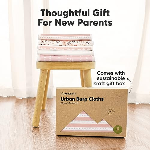 KeaBabies Organic Burp Cloths - 5-Pack Super Absorbent Soft Plush