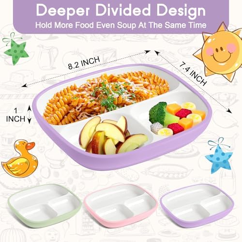 Domensi 3-Piece Suction Porcelain Plates for Kids