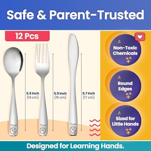 Etihub Stainless Steel Kids Cutlery Set for Toddlers