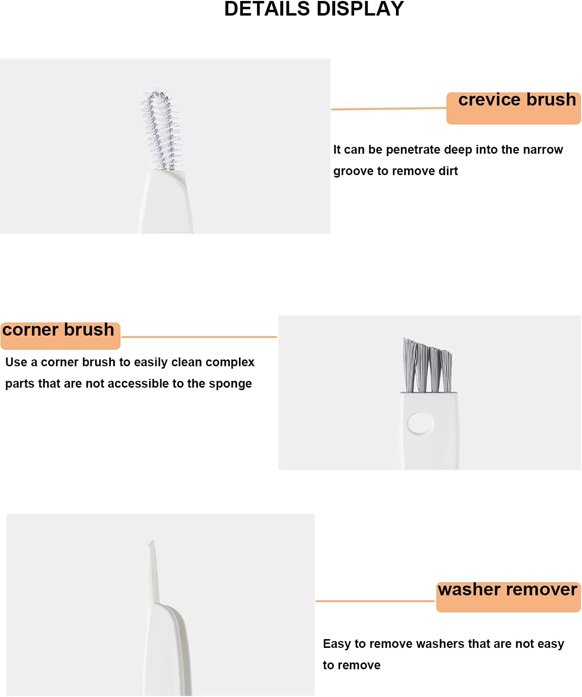 Tiny Cleaning Brush - 24 Pack Multi-Functional Crevice Brush for Bottles