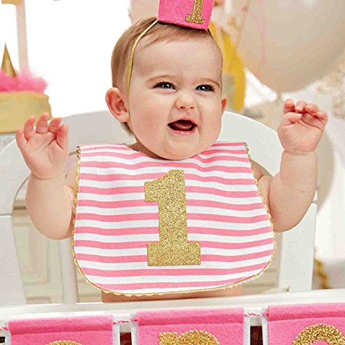 Mud Pie Baby Girl Birthday Bib with Glitter 1 Applique