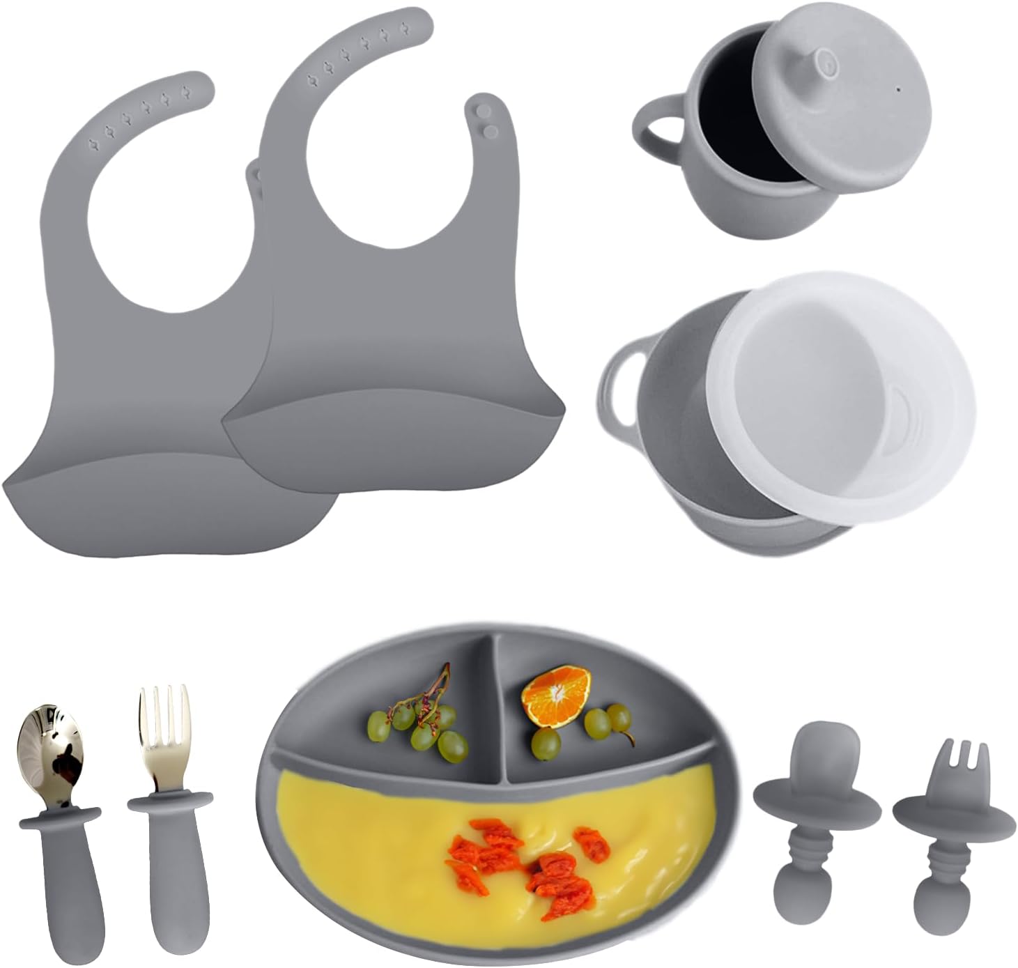Positive Pieces Silicone Baby Feeding Set for 6-Month Olds