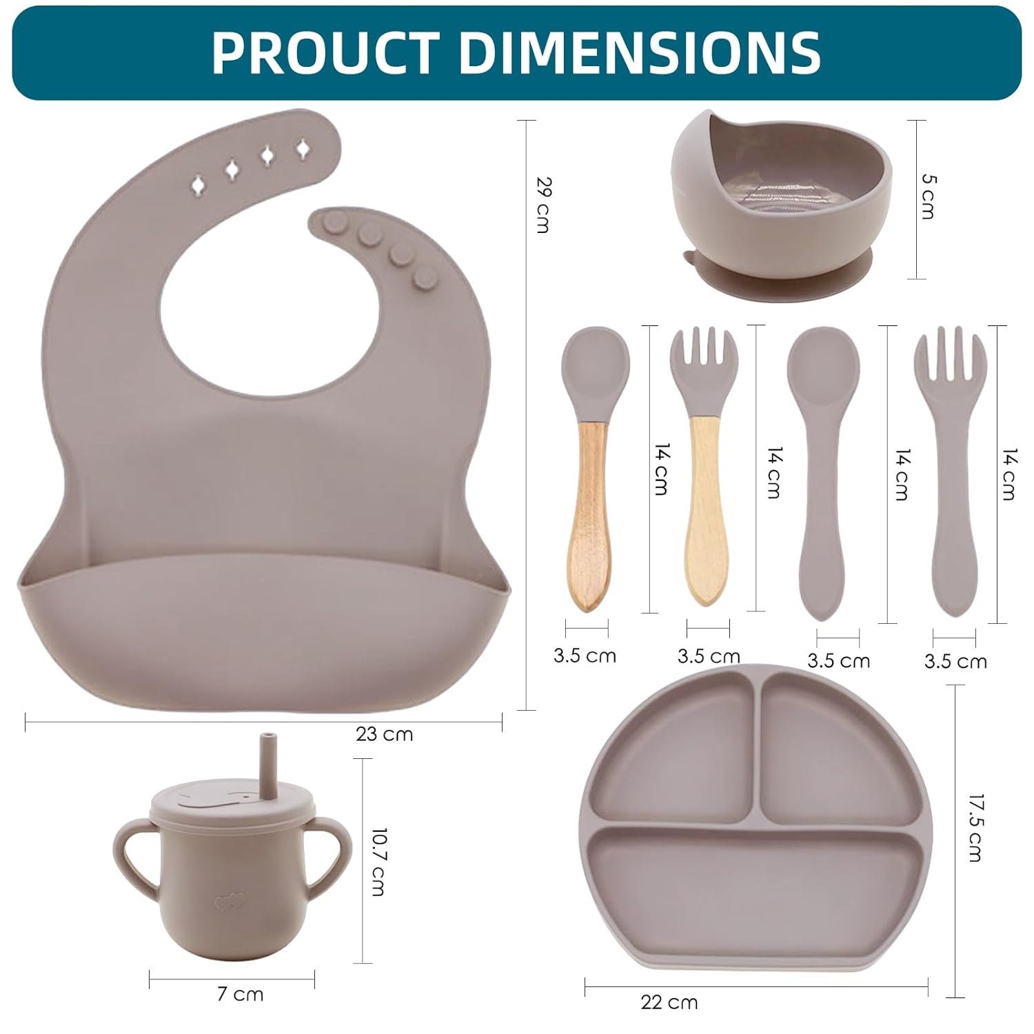 Dormlony 9 Piece Silicone Baby Feeding Set