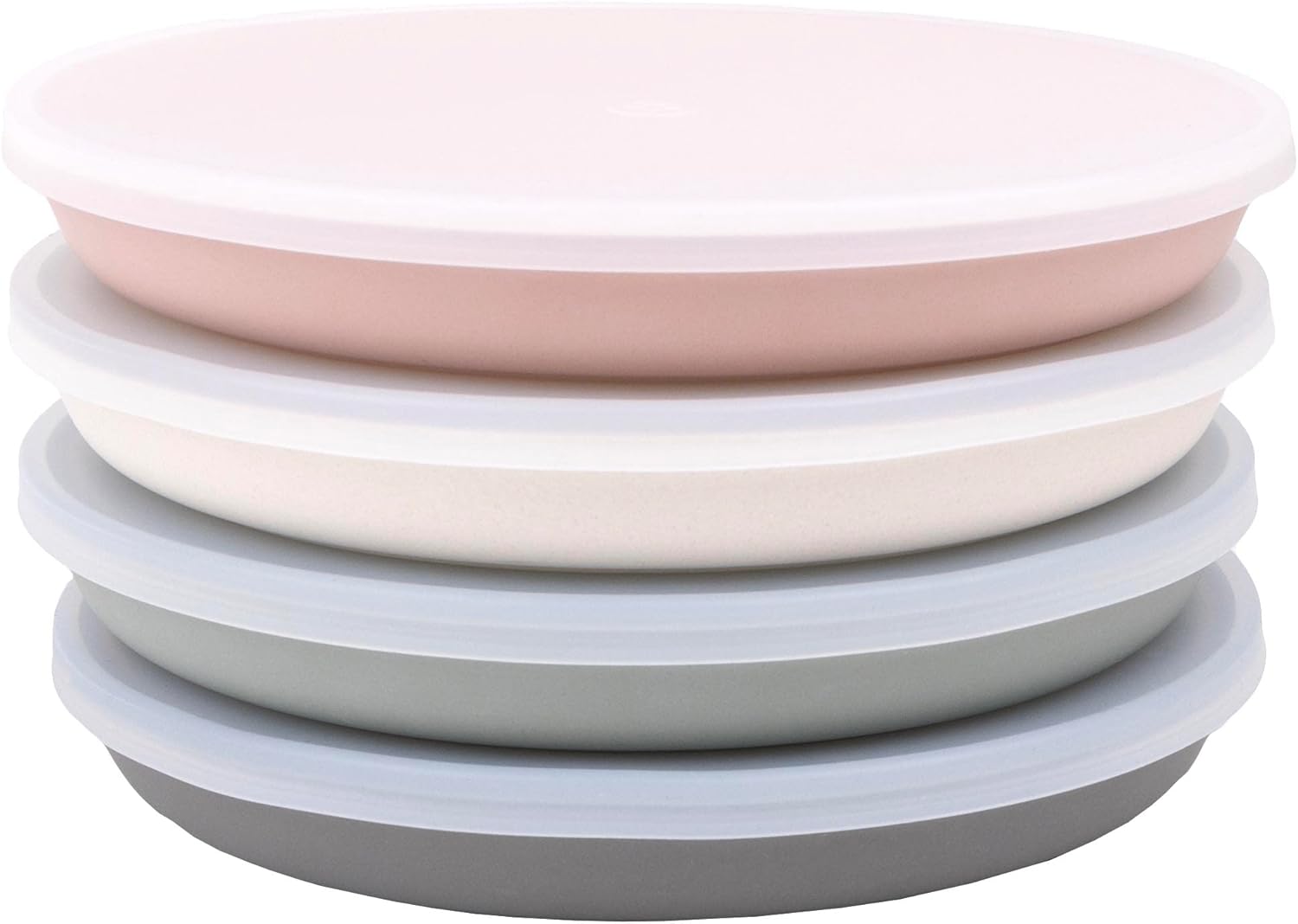 WeeSprout Bamboo Plates with Lids Set of 4 Kid-Sized