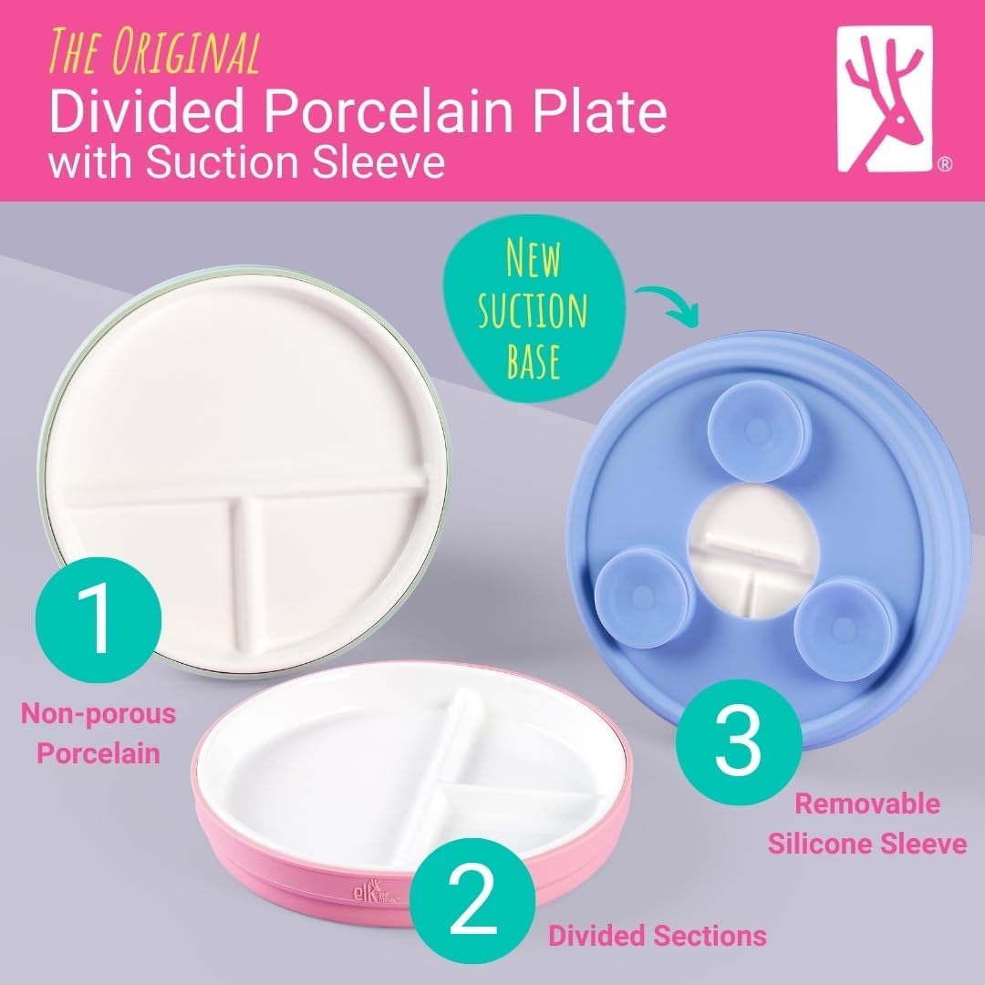 Elk and Friends Kids 78 Porcelain Plates with Suction Sleeves