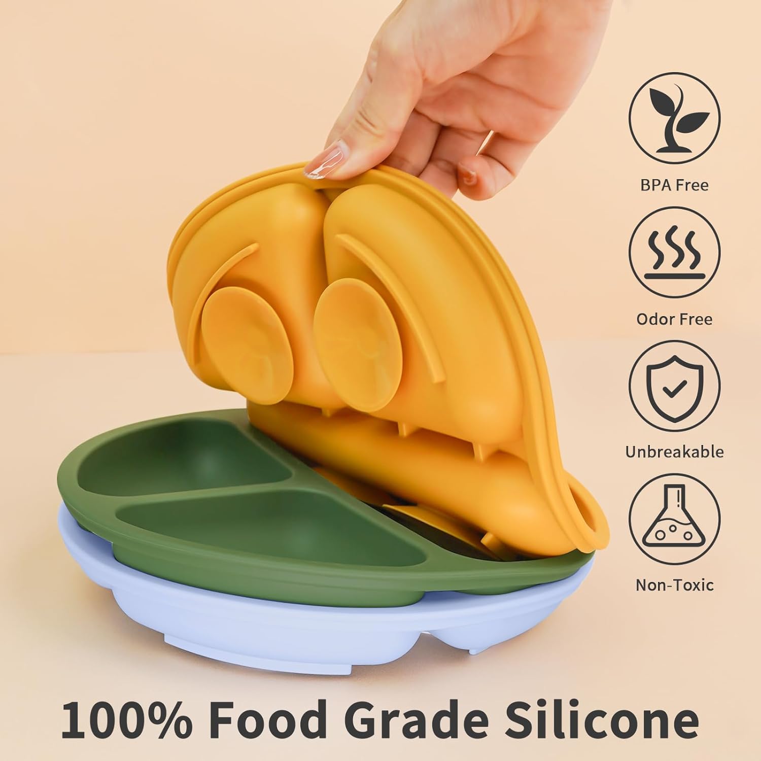 LITTLE RAWR Suction Plates 3 Pack BPA Free