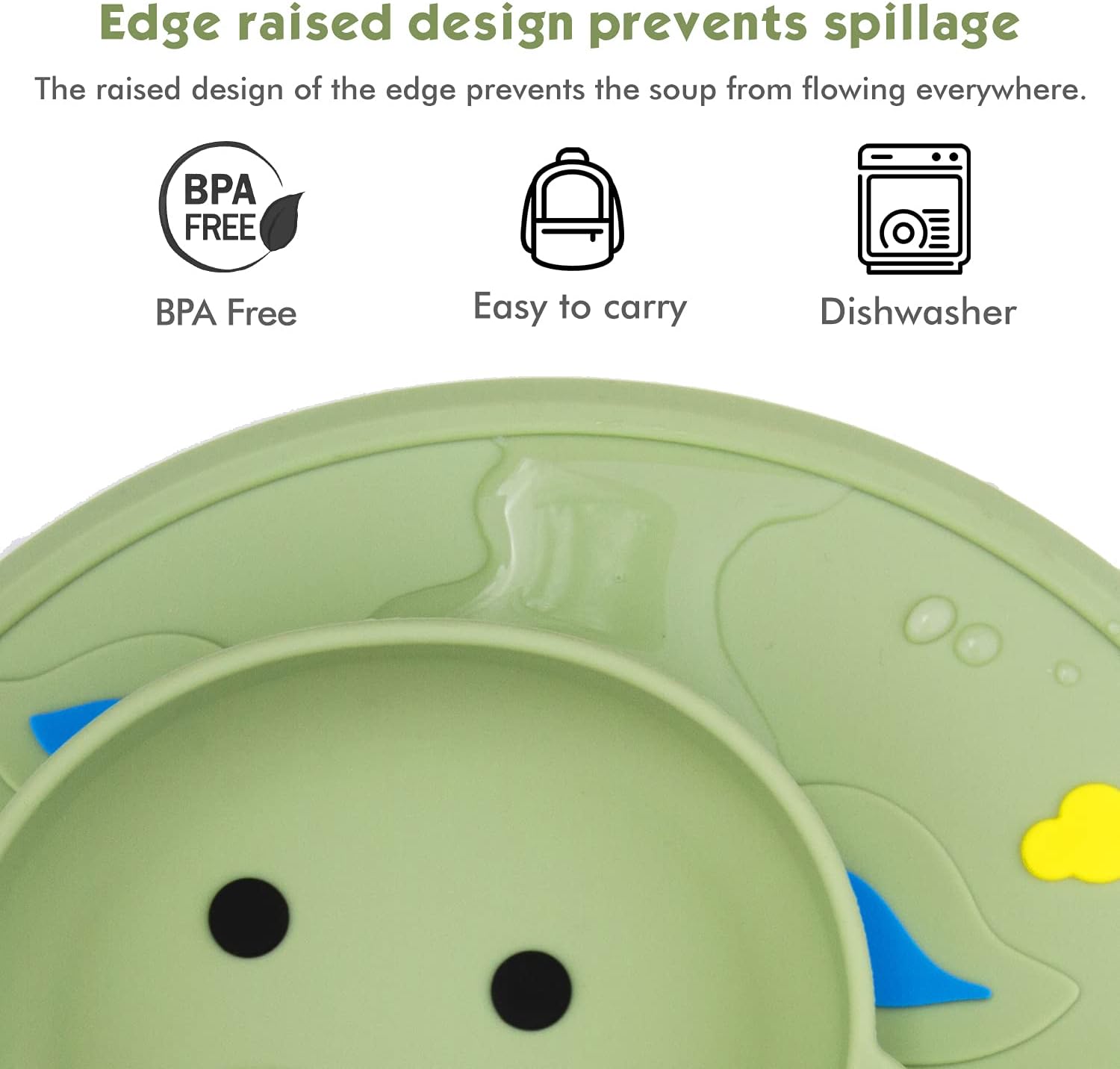 Qshare Toddler Plate - BPA-Free Suction Placemat for Kids