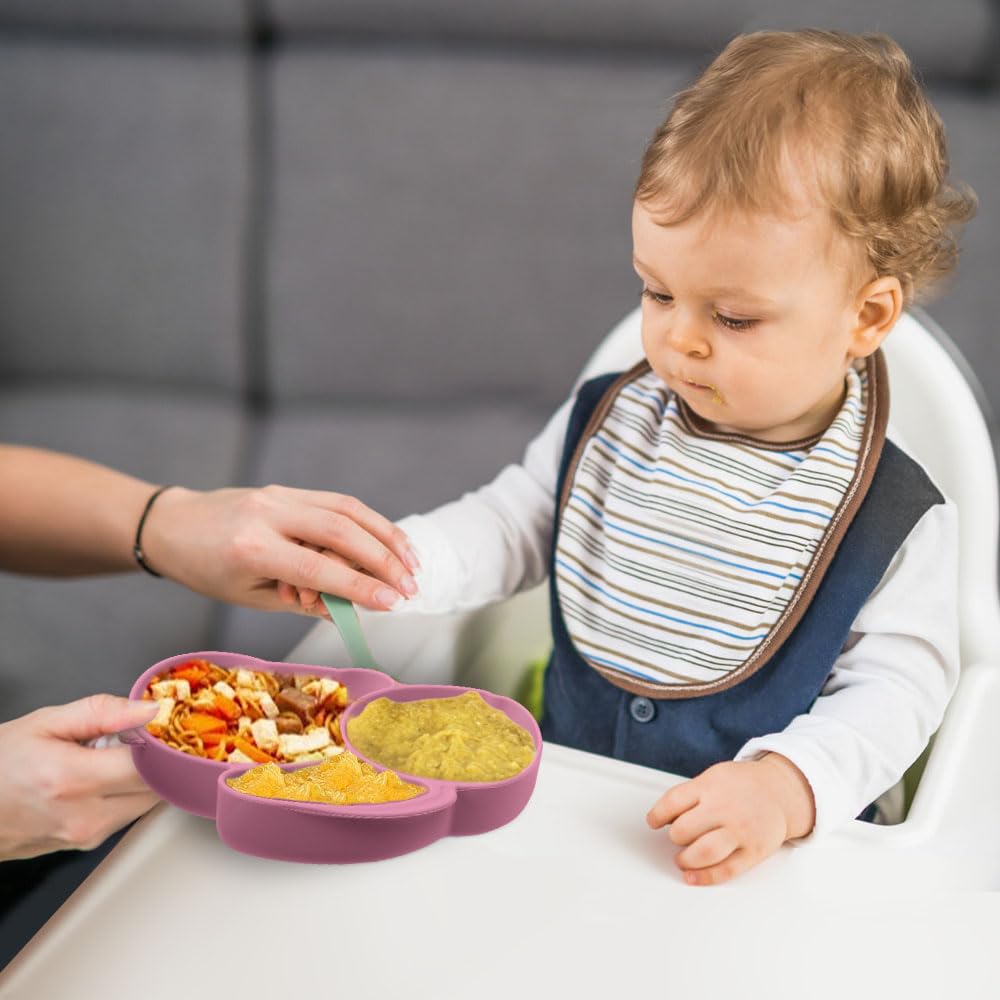 Vicloon Toddler Plates with Suction and Divided Compartments