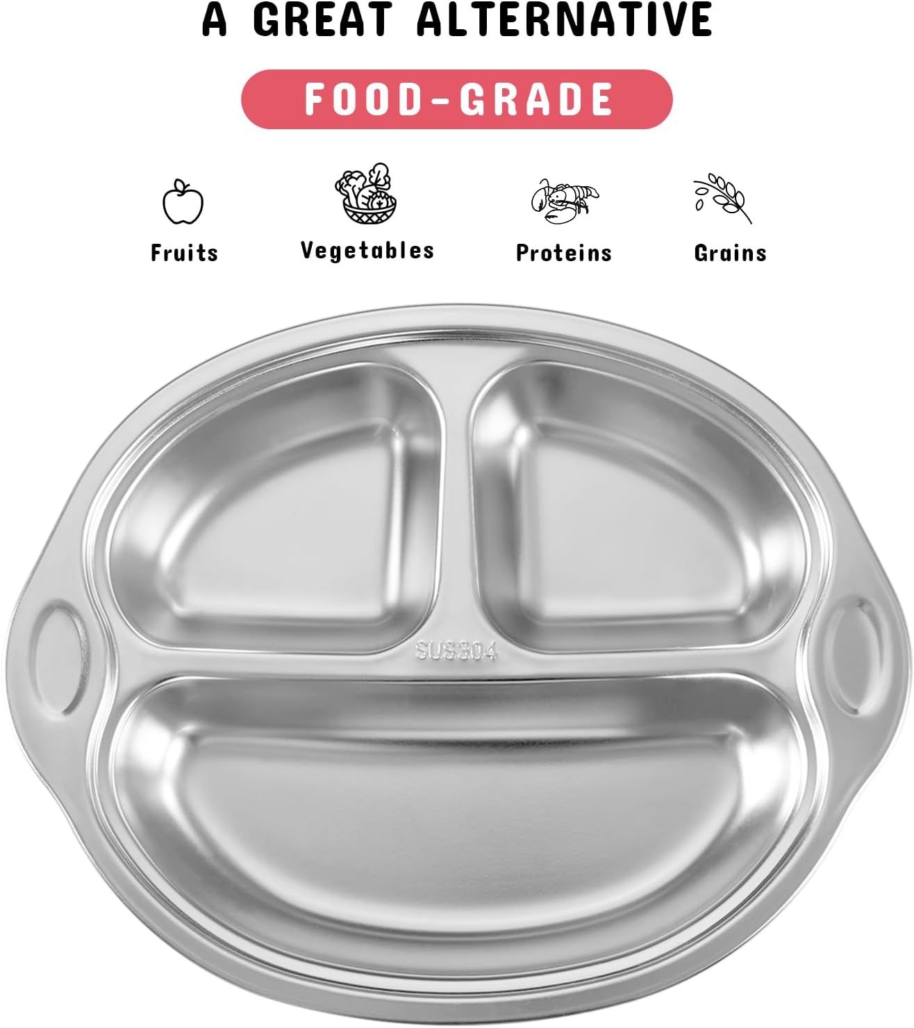 Mrs Chou Pink Stainless Steel Baby Suction Plates