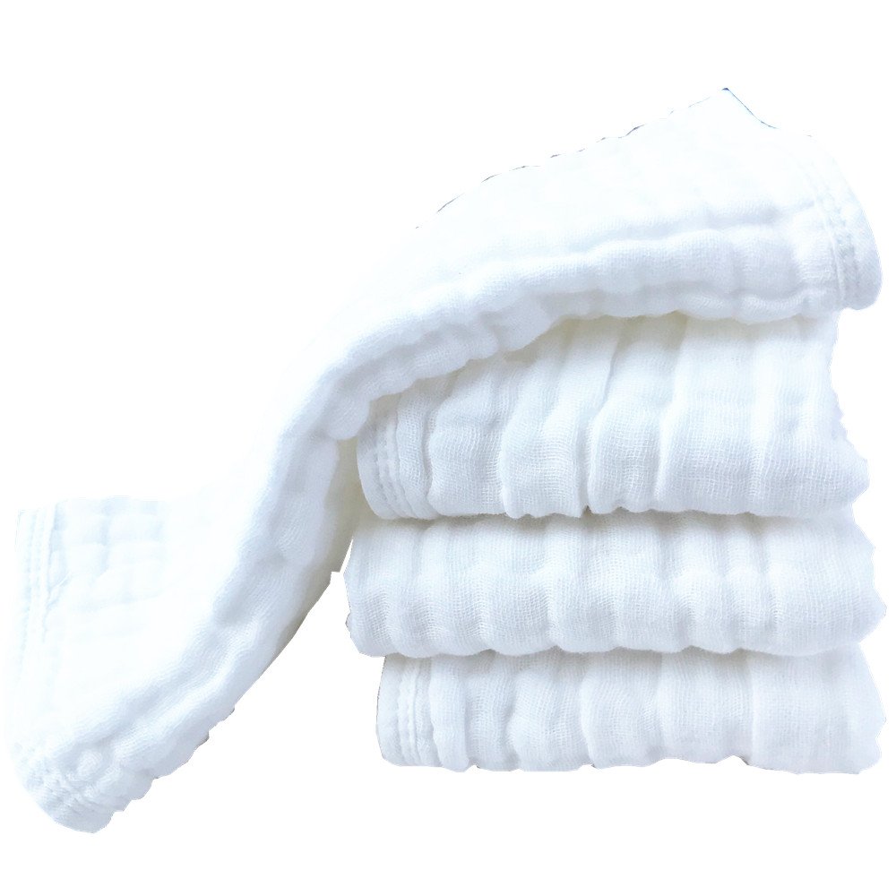 Synrroe 4-Pack Muslin Burp Cloths 20x10 Inches