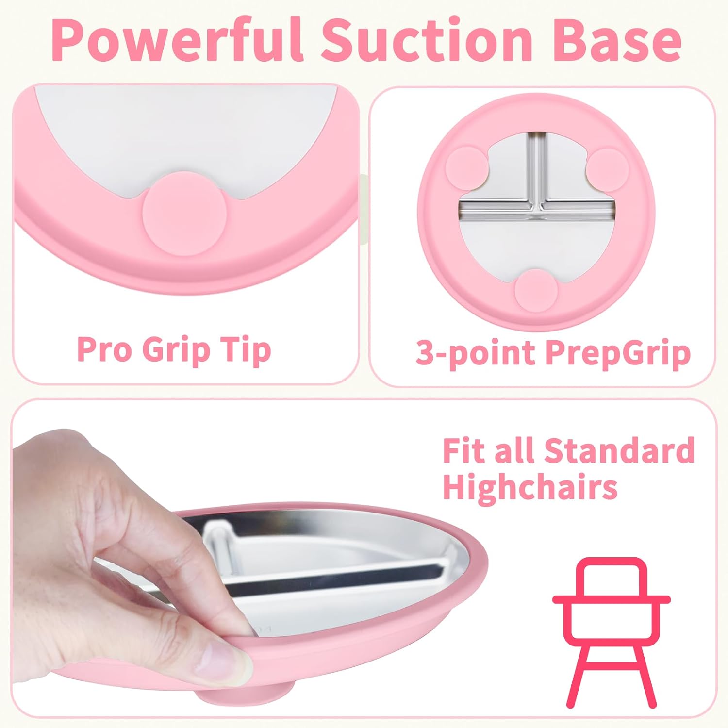 Munlinder 2 Pack Stainless Steel Baby Plates with Suction and Cutlery Set