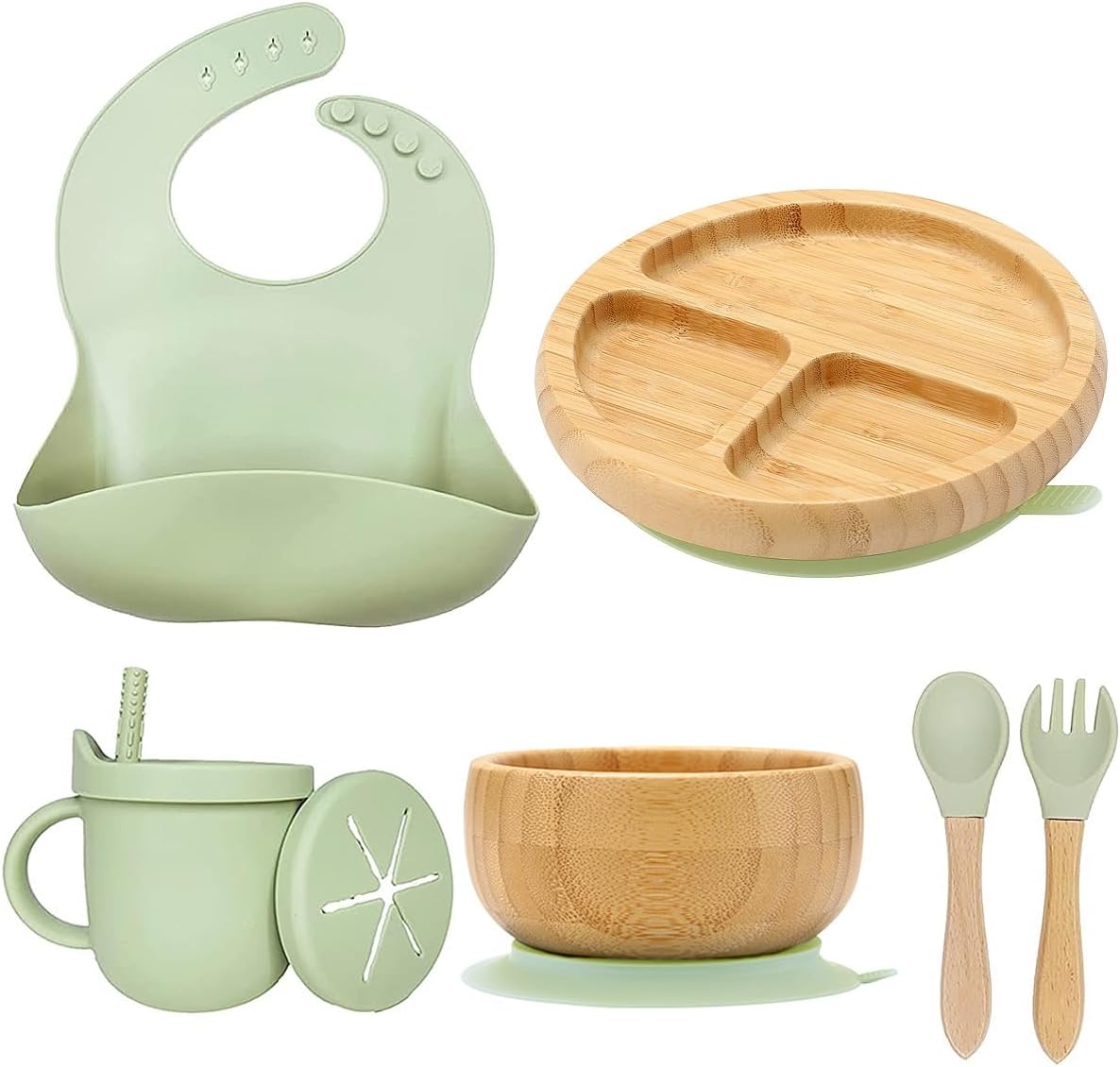 Bamboo Plates for Babies and Kids Green