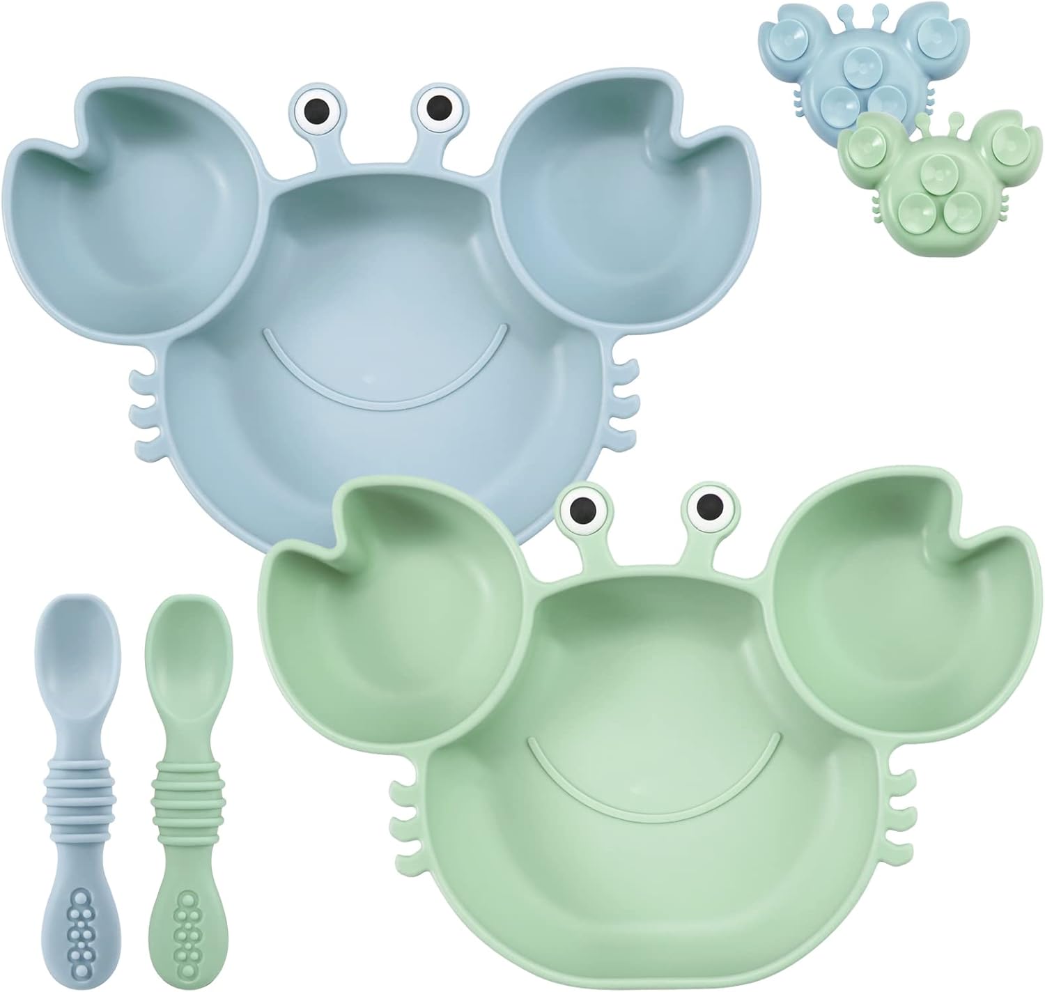 PandaEar 2 Pack Silicone Suction Plates Spoons for Baby