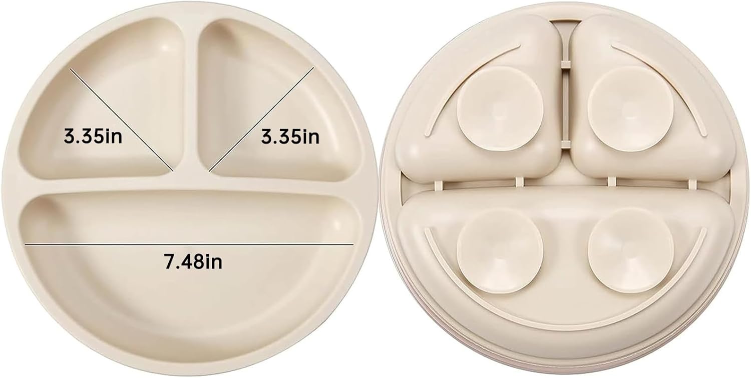 PandaEar Silicone Baby Feeding Set 2 Pack - BPA Free Divided Plate Cups