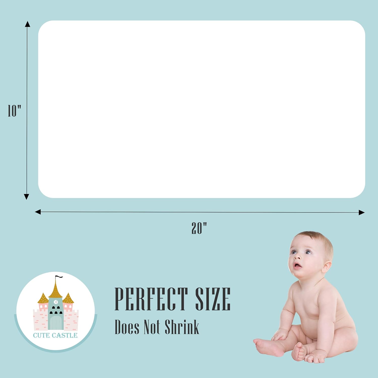 Cute Castle 12 Pack Muslin Burp Cloths - 20x10 White