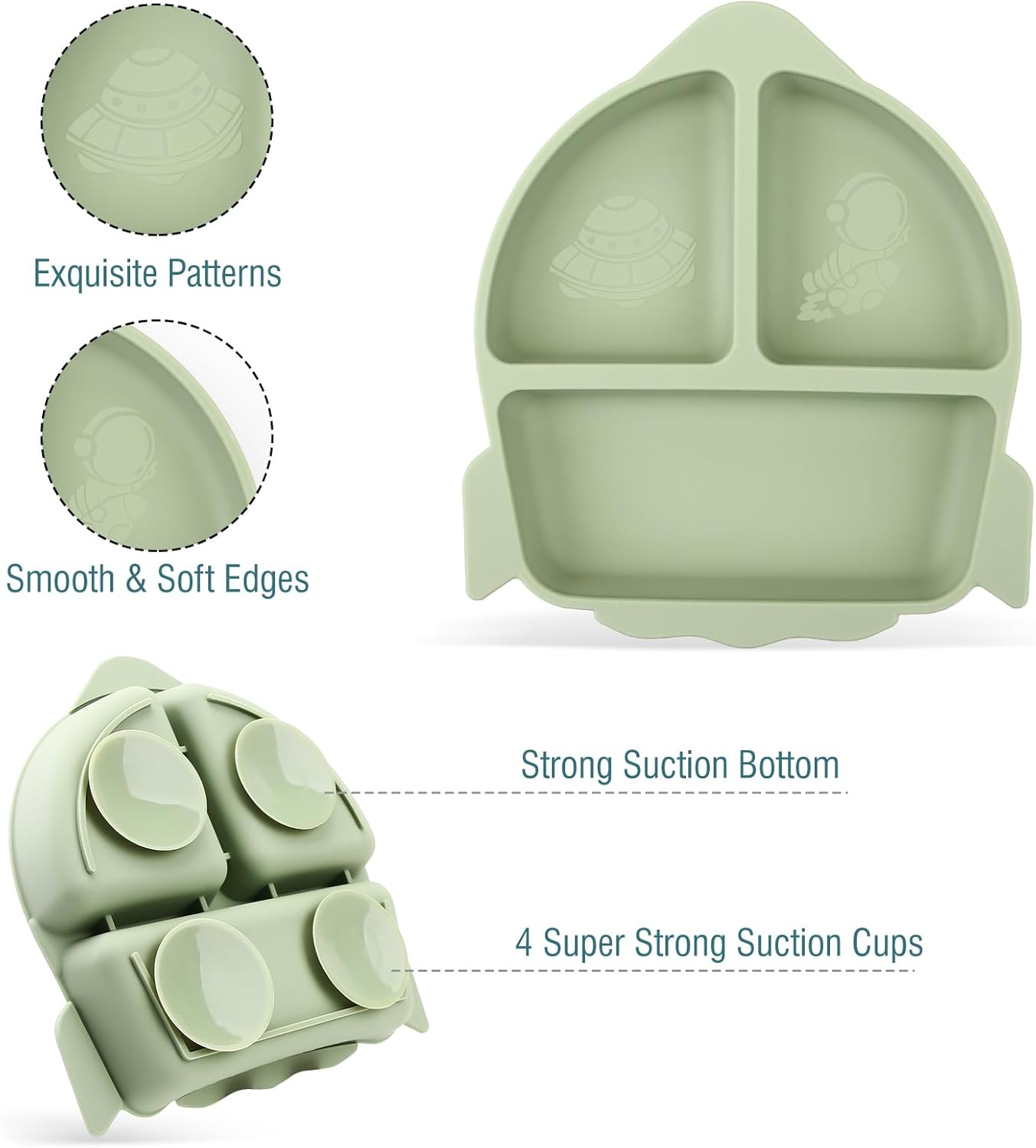Nohlerlife Toddler Weaning Plate Set with Cutlery 1