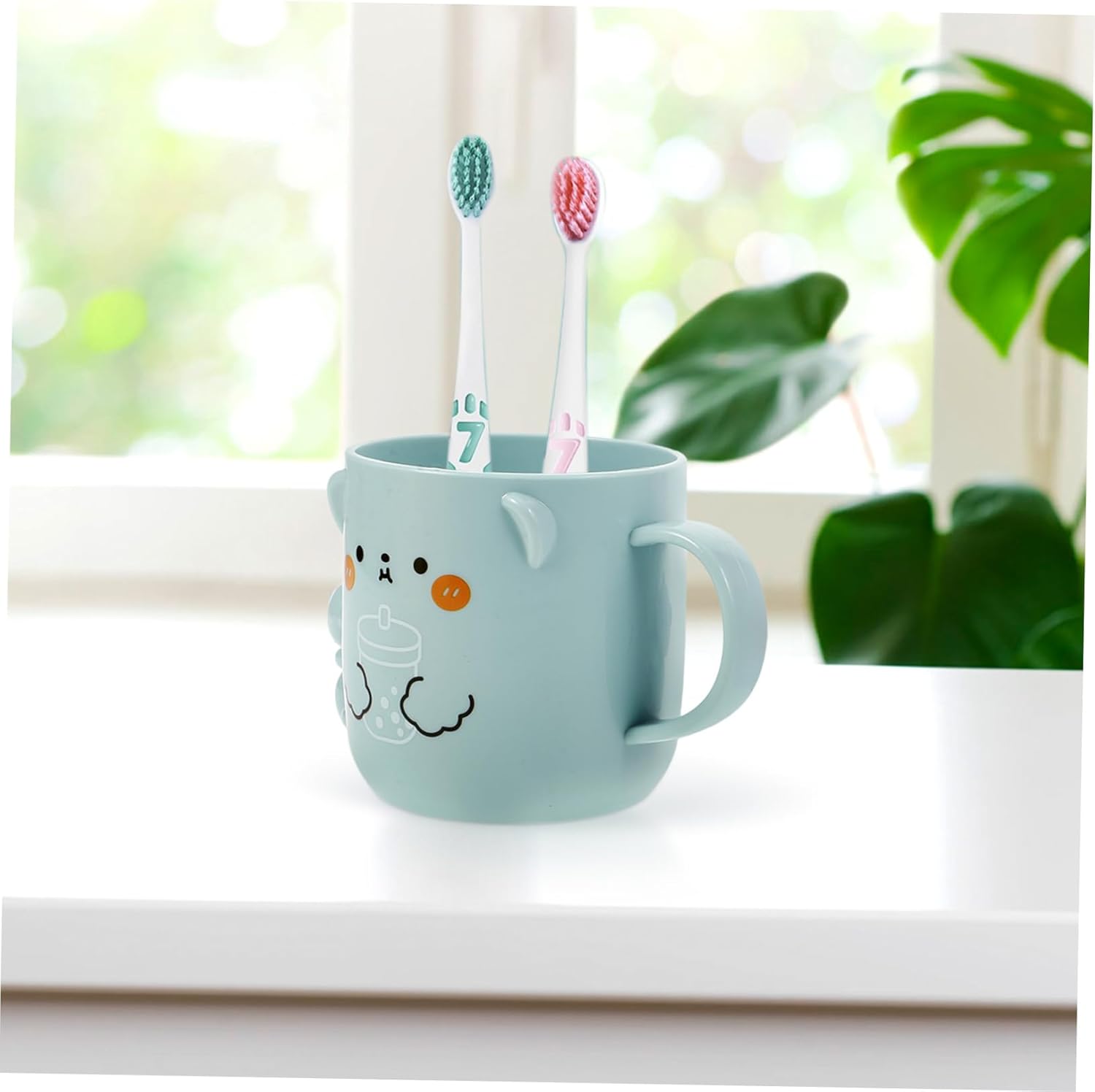 Cabilock 3D Bear Toothbrush Cups Reusable Plastic