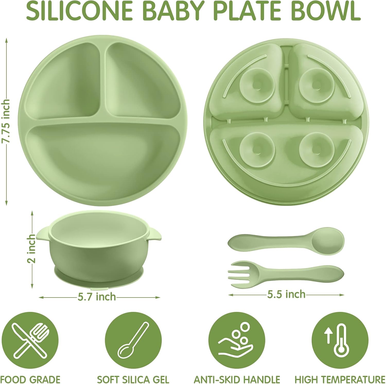 Chengu 9 Pcs Suction Plates Bowls and Utensils Set for Babies Toddlers