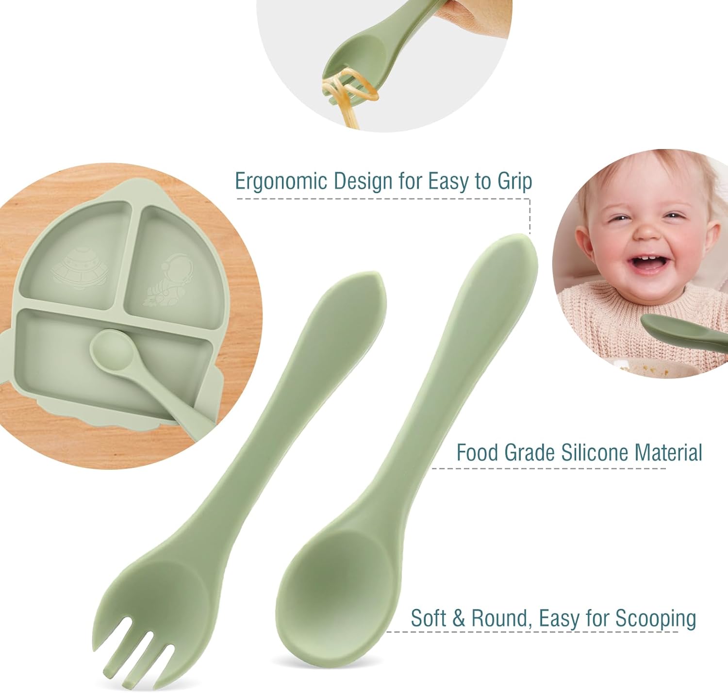Nohlerlife Toddler Weaning Plate Set with Cutlery 1