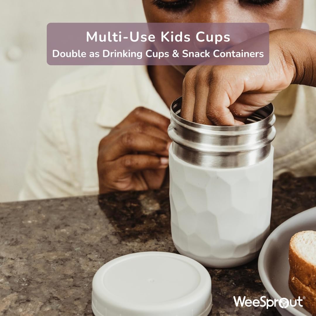 WeeSprout 2-in-1 Stainless Steel Kids Cups Set of 4