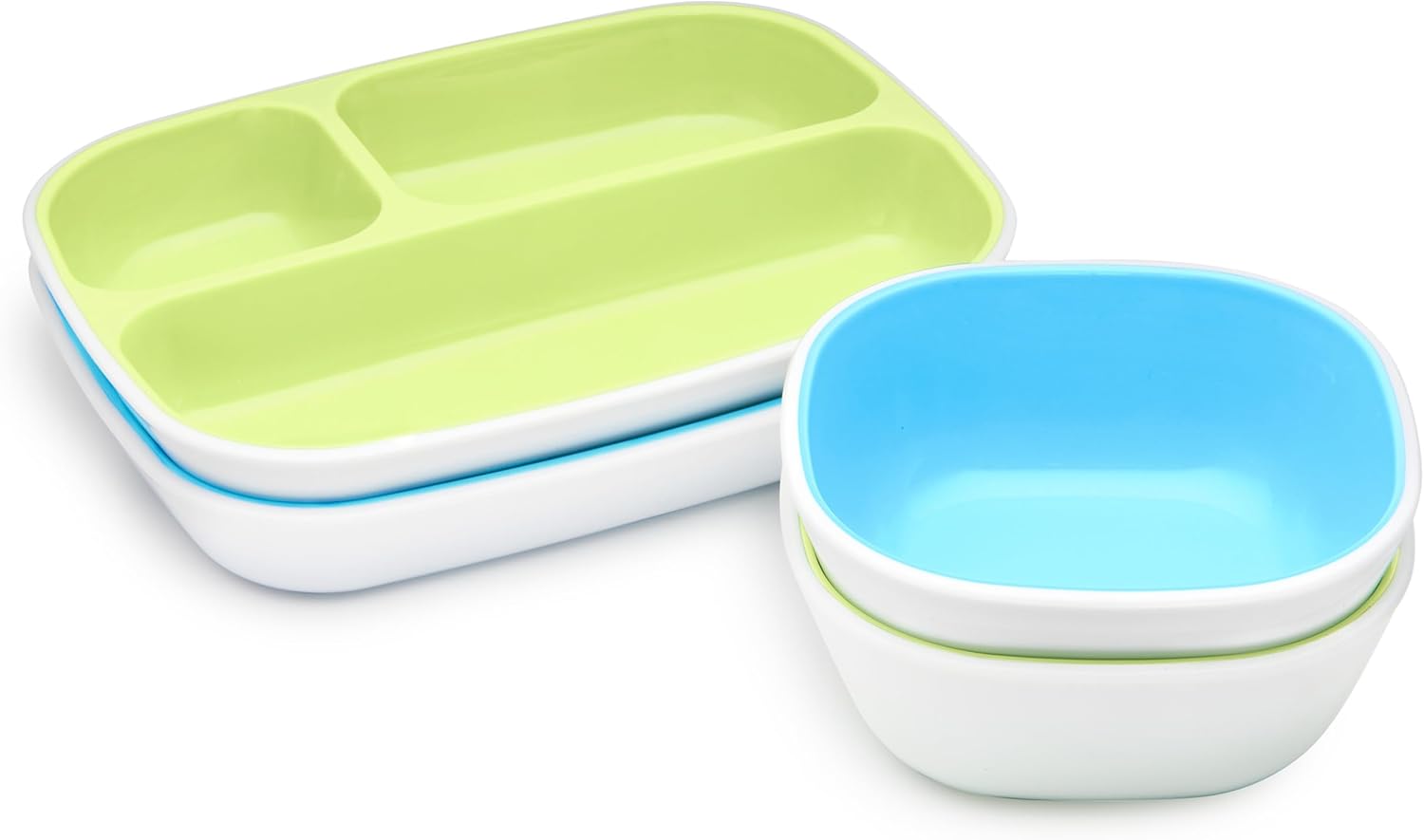 Munchkin Splash 4 Piece Toddler Plate and Bowl Set BlueGreen