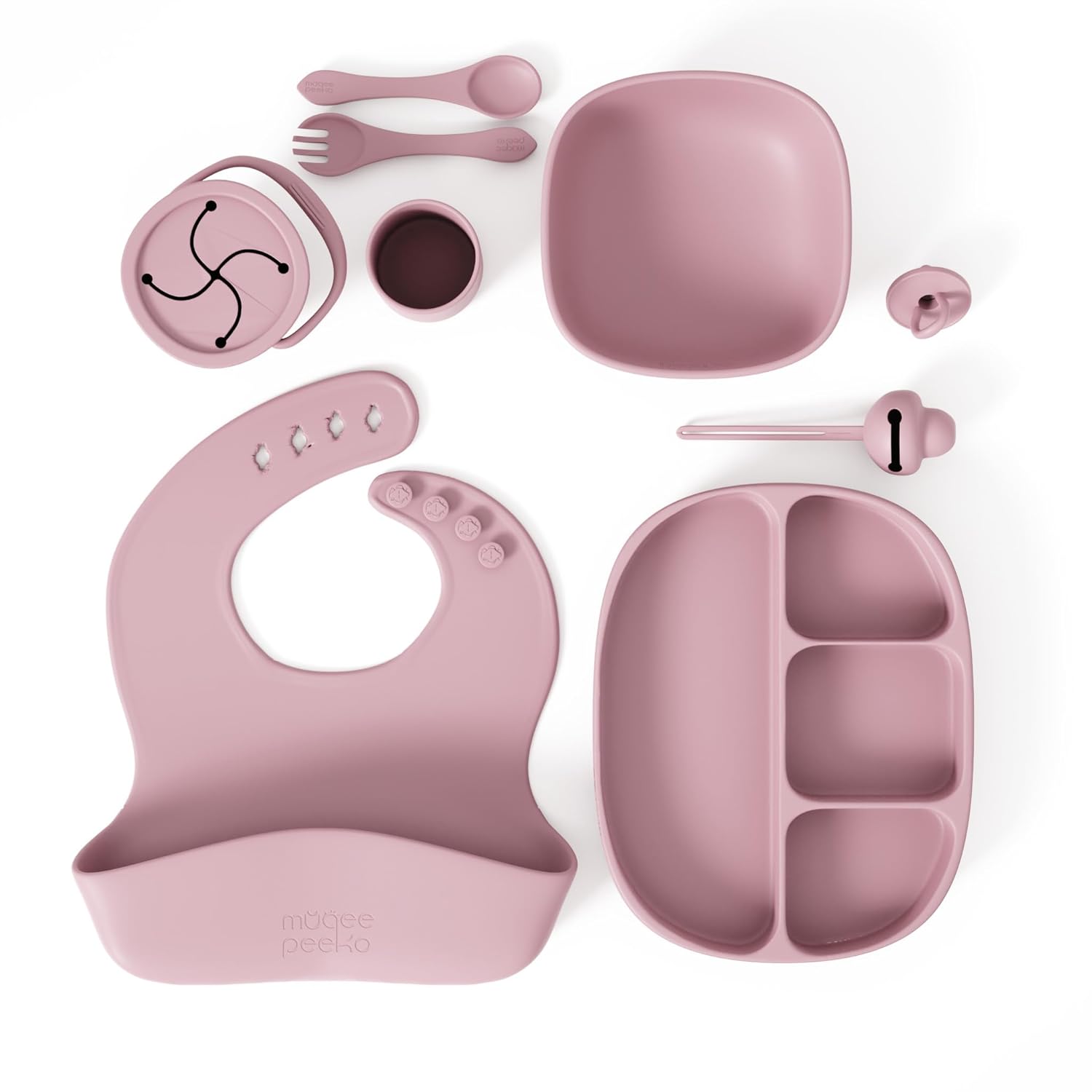 Muqee Peeko 10 Piece Baby Safe Silicone Feeding Set