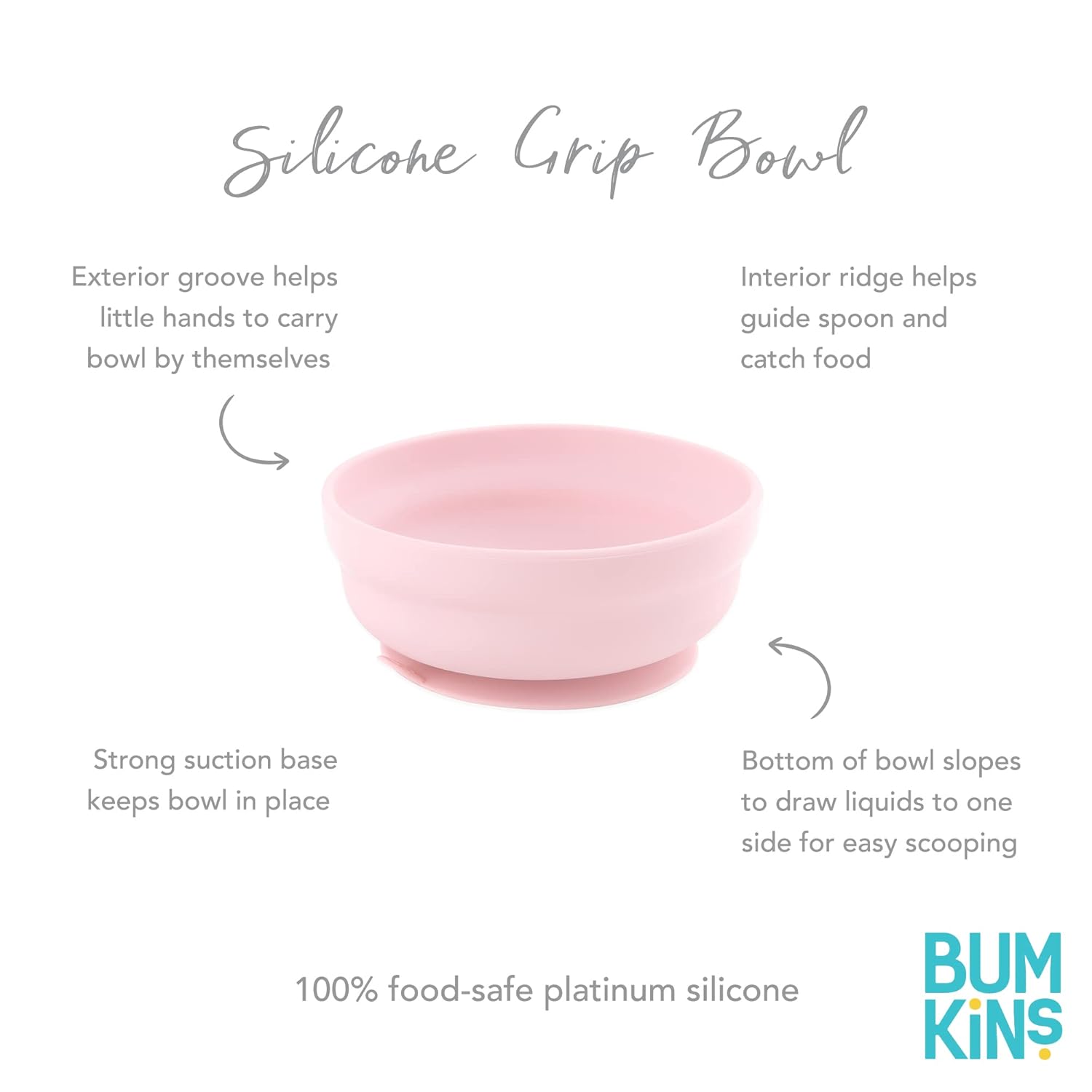 Bumkins Baby Bowl with Suction Base Pink 1