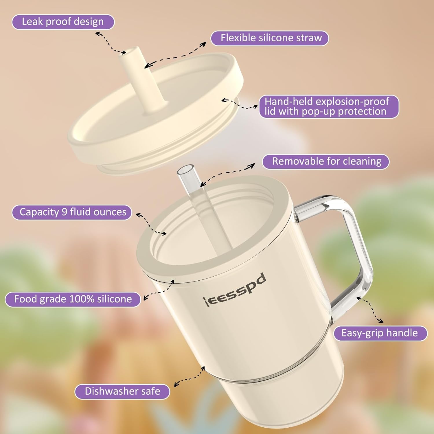 Toddler 9 oz Mini Cup with Leak-Resistant Straw and Handle