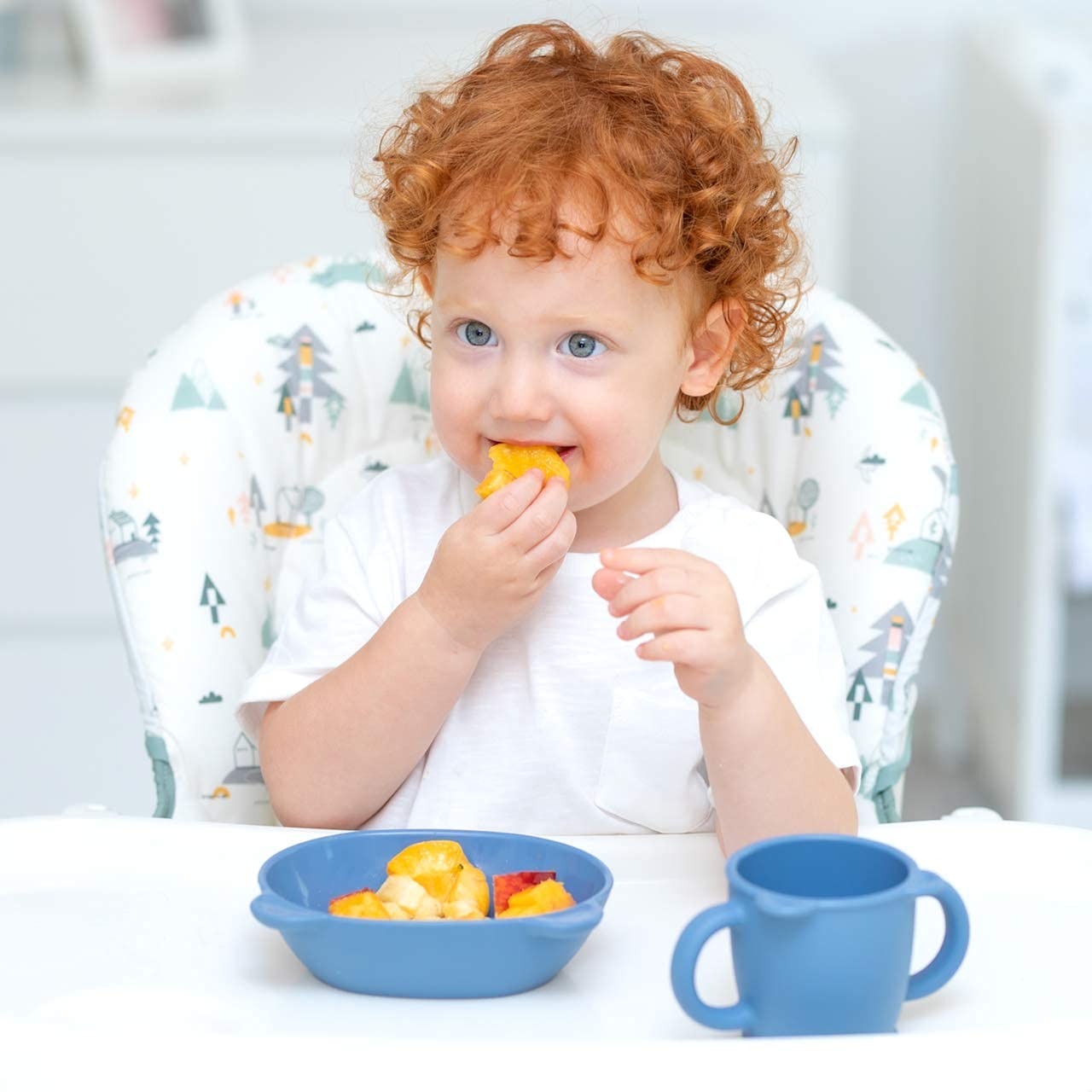 Blue Ginkgo Silicone Kids Bowls - Cute Bear Bowls for Baby and Toddlers