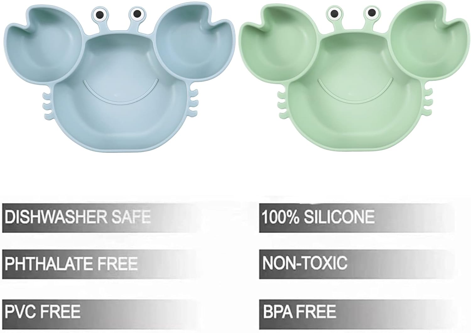 PandaEar 2 Pack Silicone Suction Plates Spoons for Baby