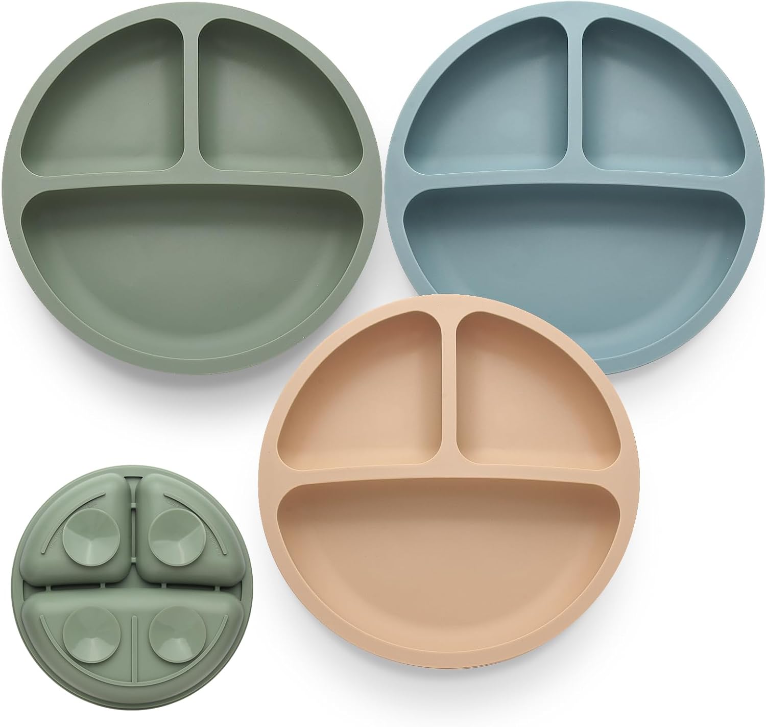 Toddler Plates 3 Pack Suction Food Grade Silicone Plates