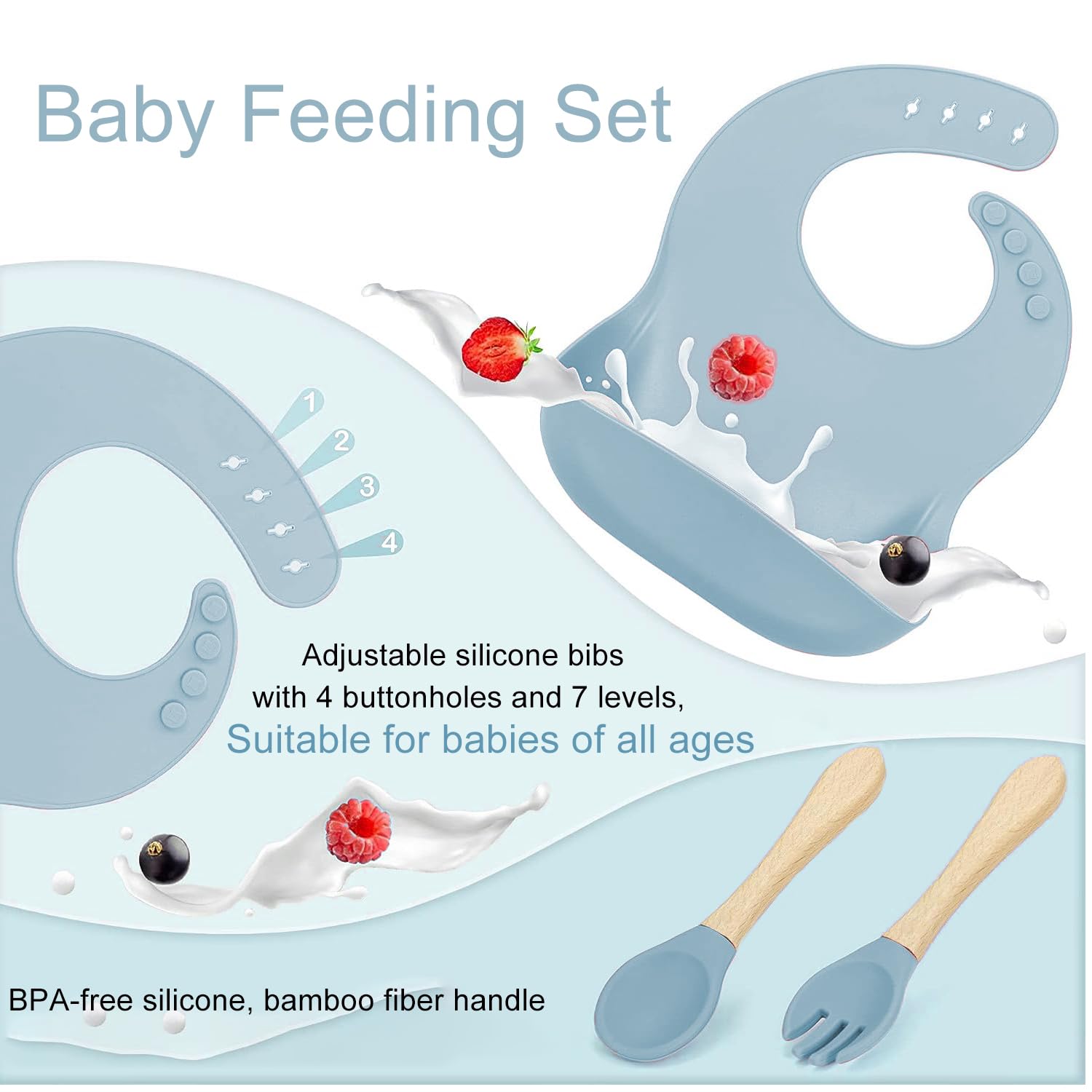 Mrkyy Silicone Baby Feeding Set with Divided Plate and Sippy Cup 1