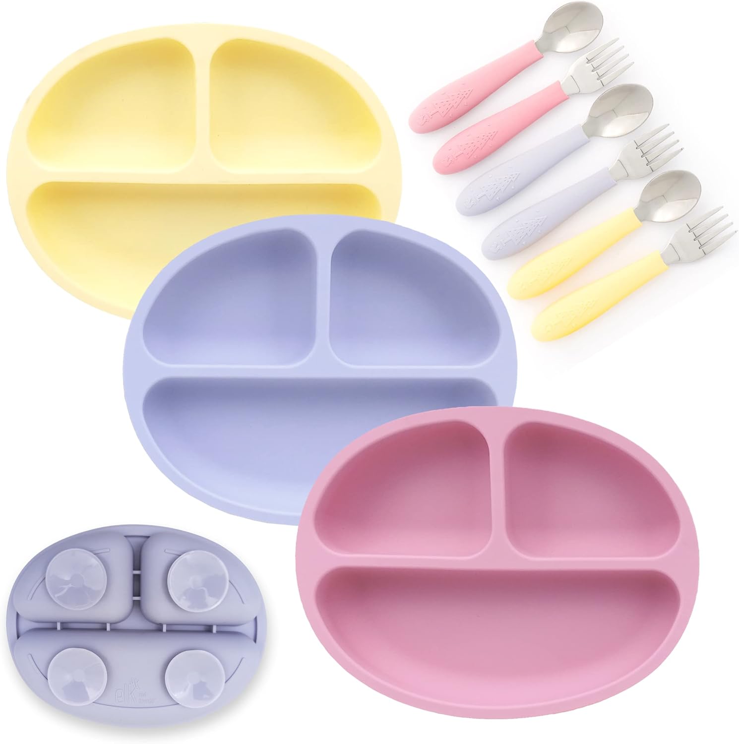 Elk and Friends Suction Plate Stainless Steel Feeding Set for Babies