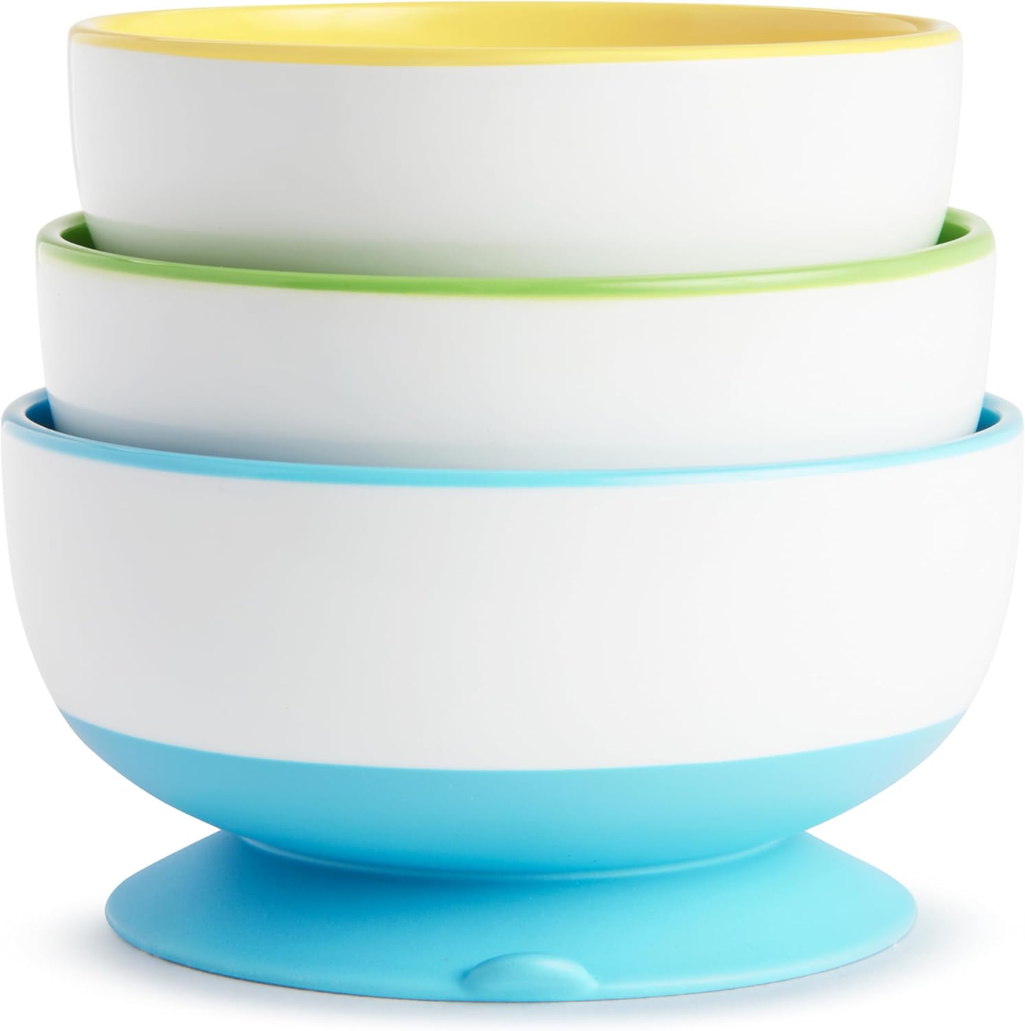 Munchkin Stay Put Suction Bowls 3 Pack Blue Green Yellow