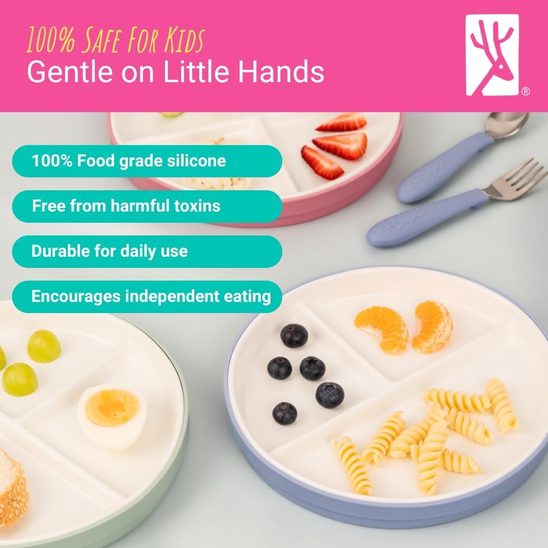 Elk and Friends Porcelain Plates for Kids with Silicone Sleeves