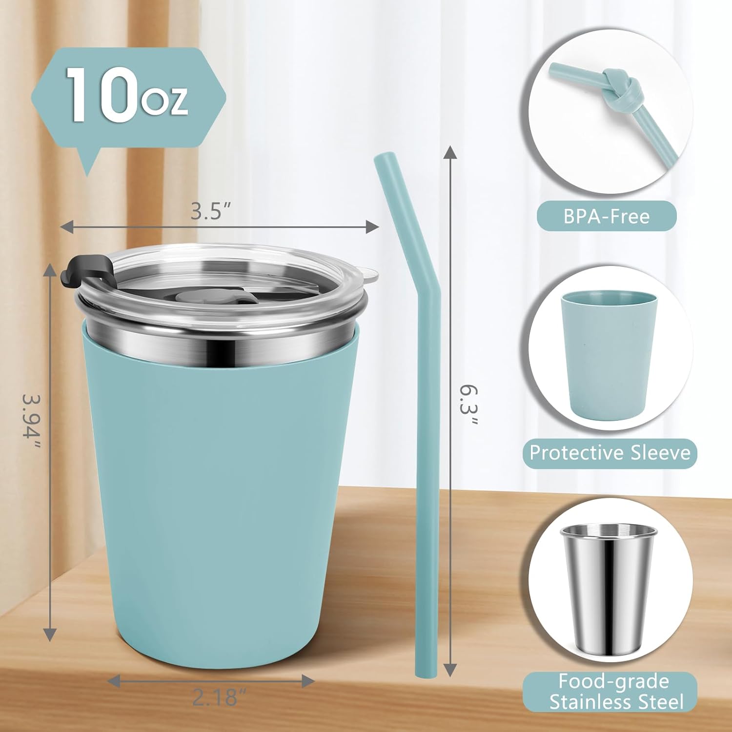 Vermida 2 Pack 10oz Leak Proof Kids Cups with Straws and Lids