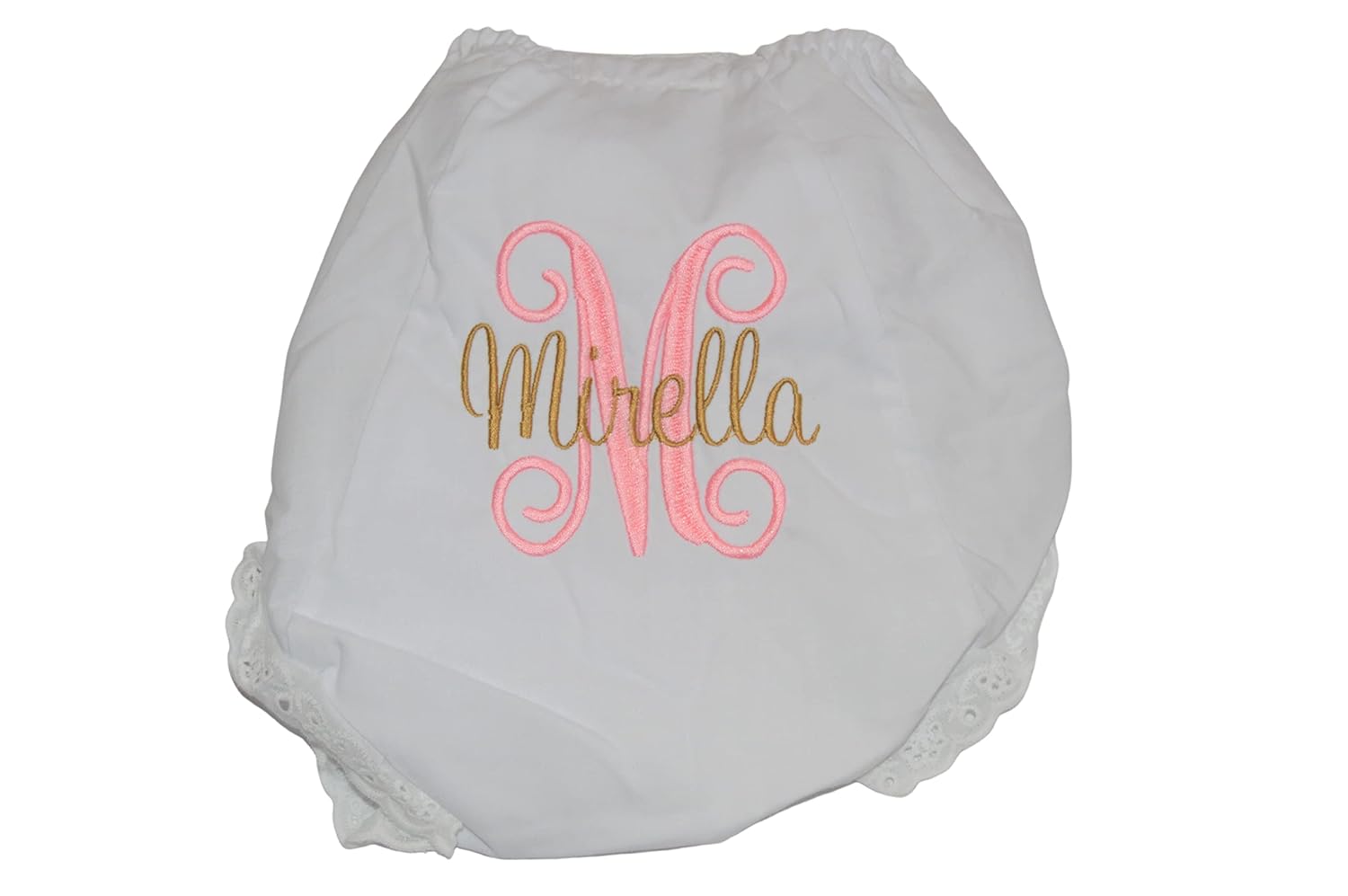 Personalized Baby Bloomer with Curly Initial Embroidery 1