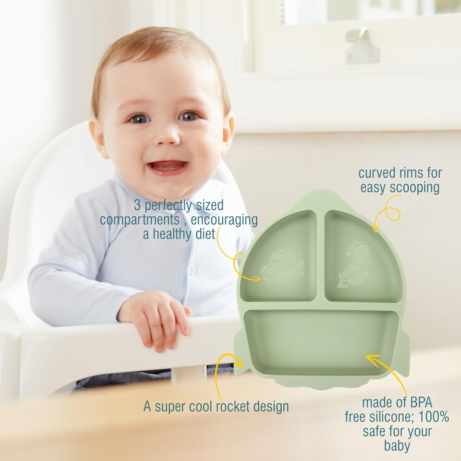Nohlerlife Toddler Weaning Plate Set with Cutlery 1