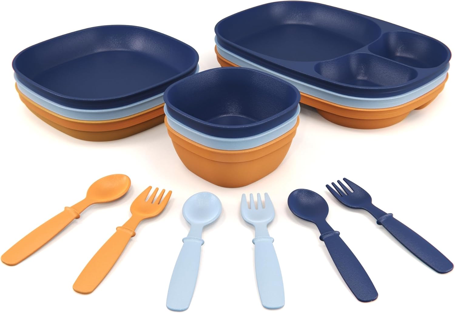 MightyMoe 15-Piece Toddler Dinnerware Set - Sunset