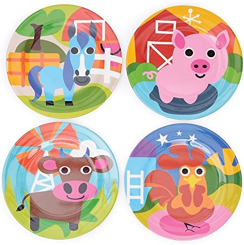 French Bull 4pc Farm Plate Set for Kids