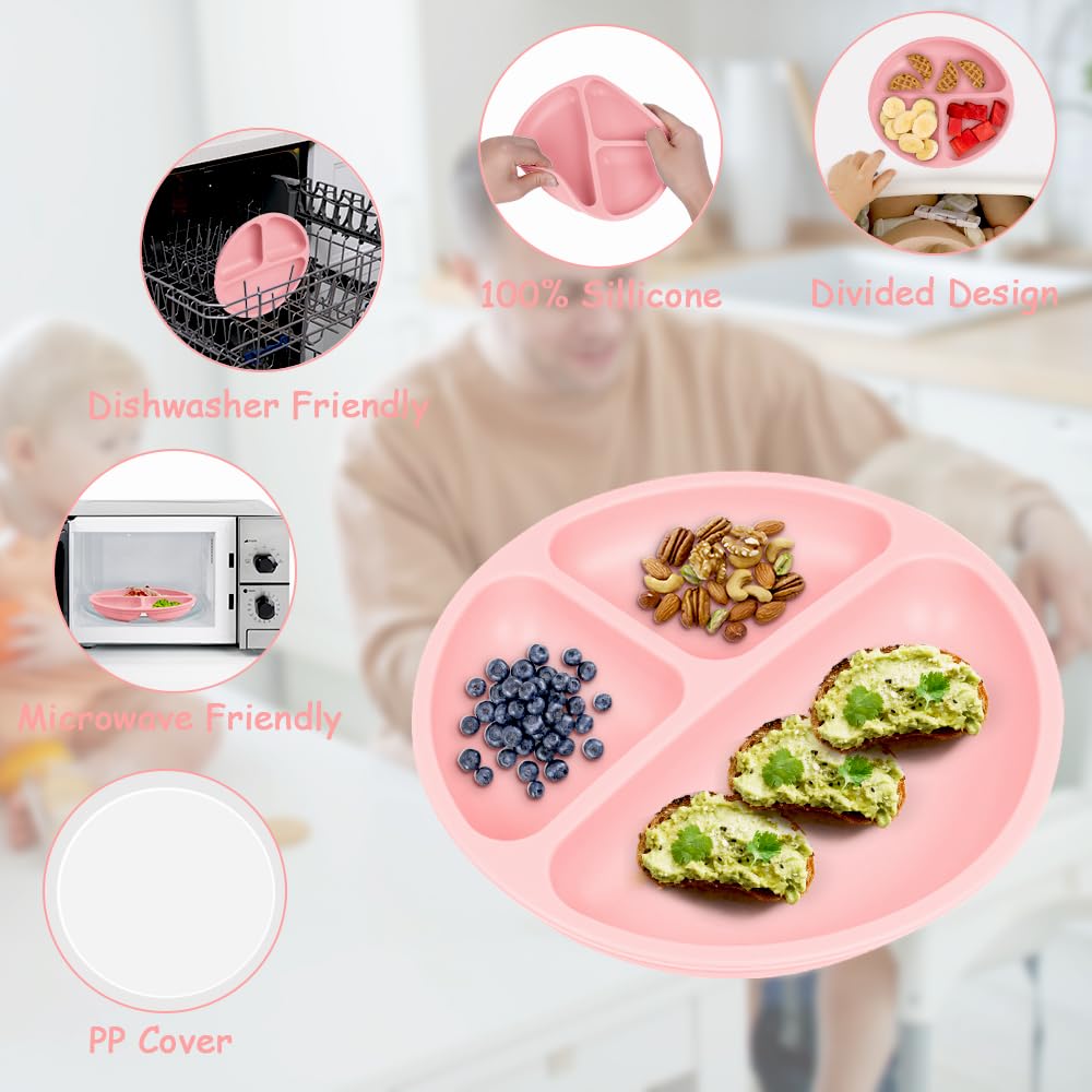 Vicloon Toddler Plates with Lids and Suction