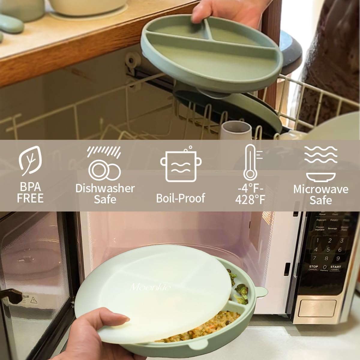 Moonkie Suction Plates for Baby 3 Pack