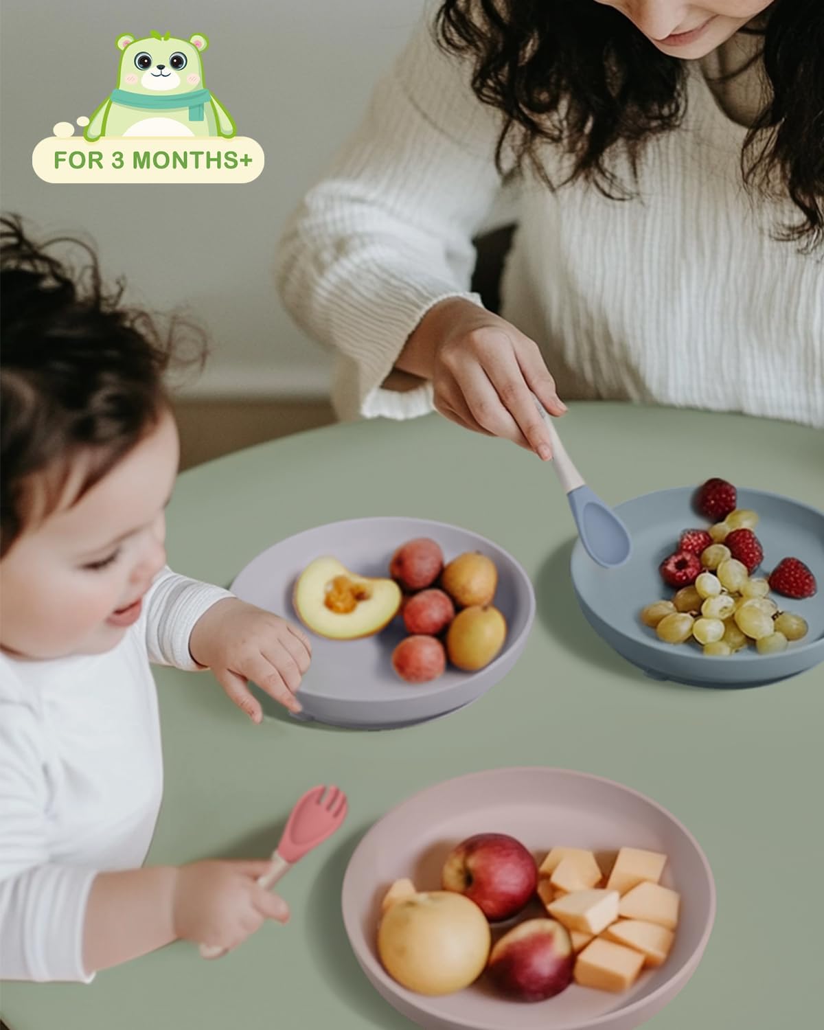 Onyucean Classic Suction Plates for Kids 3-Pack BPA Free