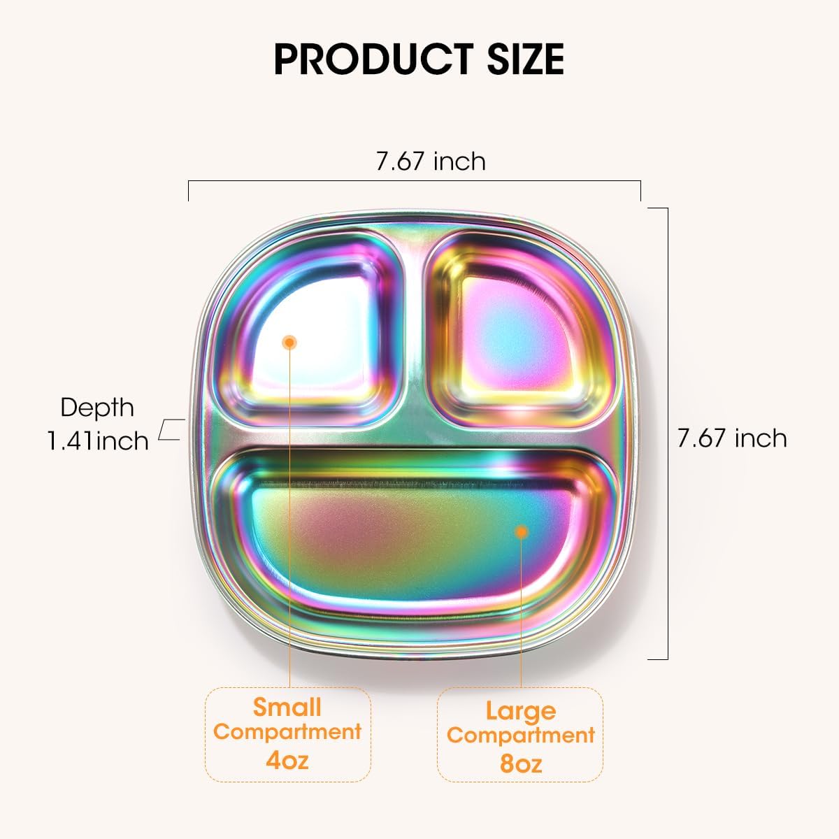AIEVE Stainless Steel Kids Plates Pack of 4 with Lids