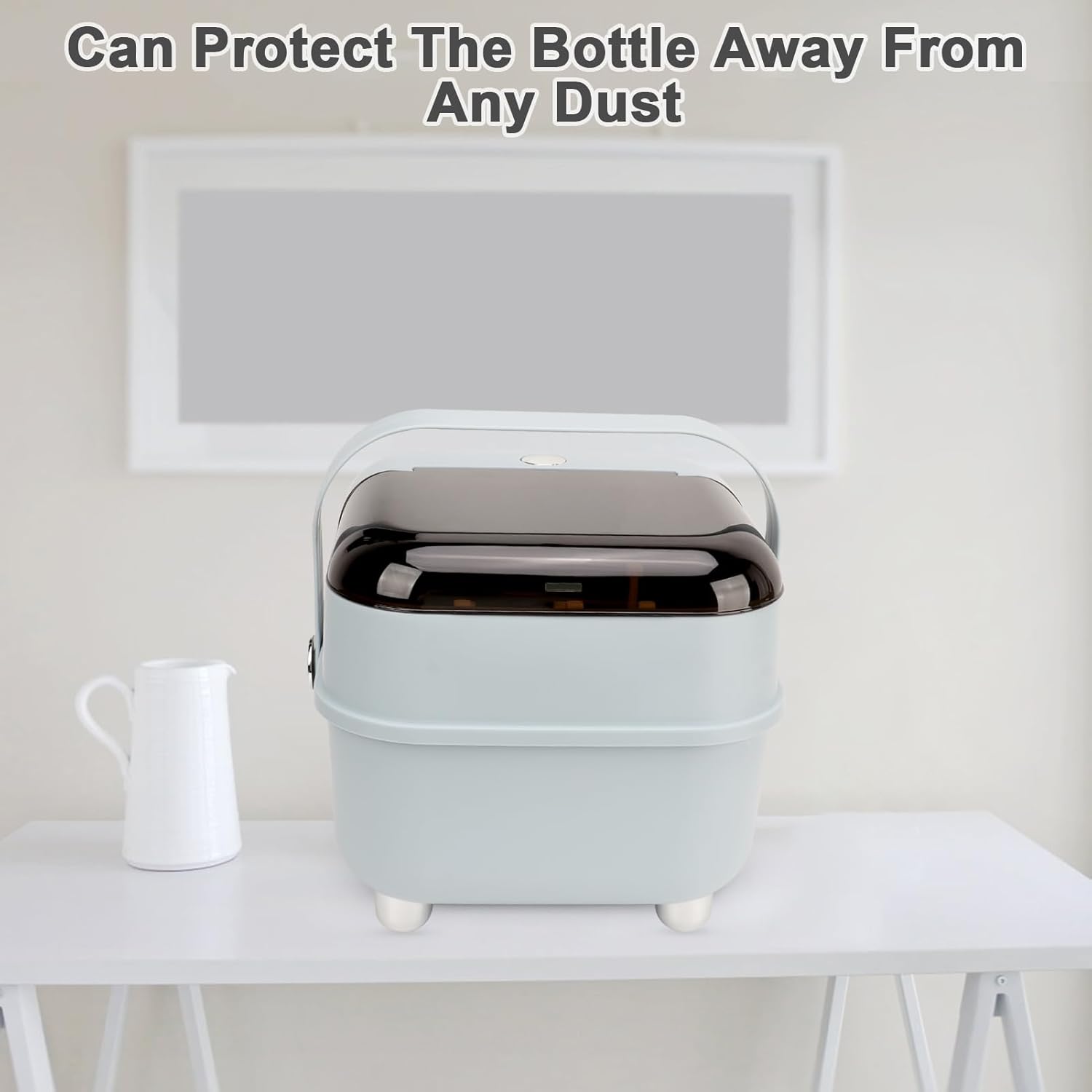 Baby Bottle Holder with Dust-Proof Lid and Cutlery Storage