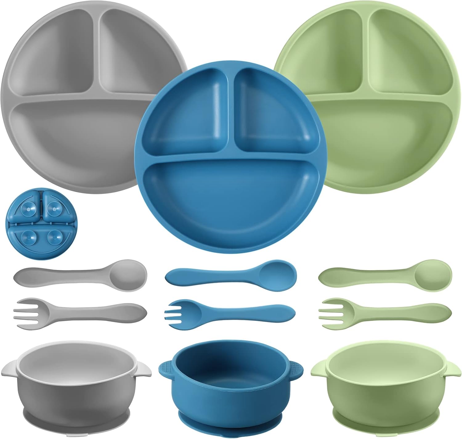 Chengu 9 Pcs Suction Plates Bowls and Utensils Set for Babies Toddlers