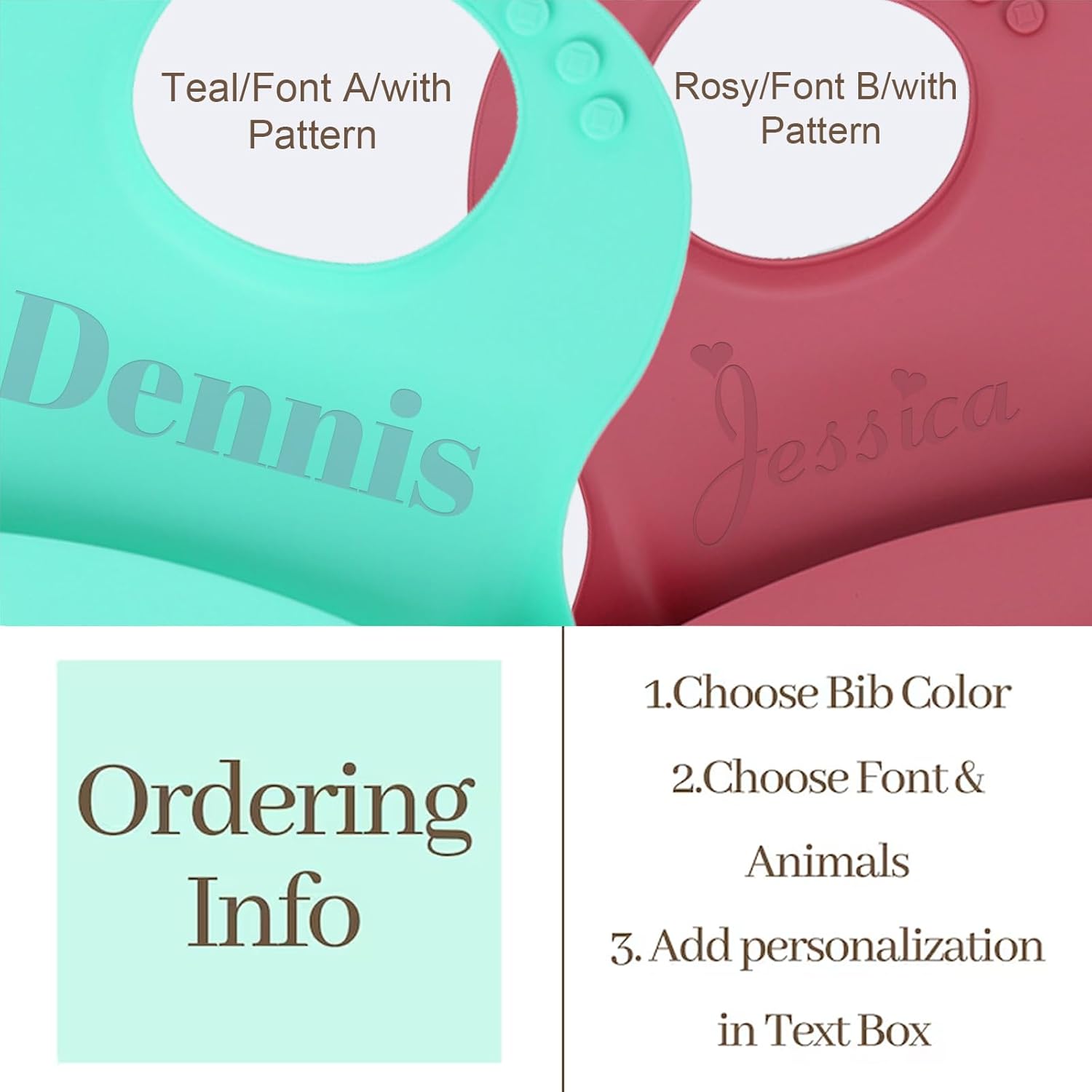 Personalized Silicone Bib for Babies Toddlers with Name