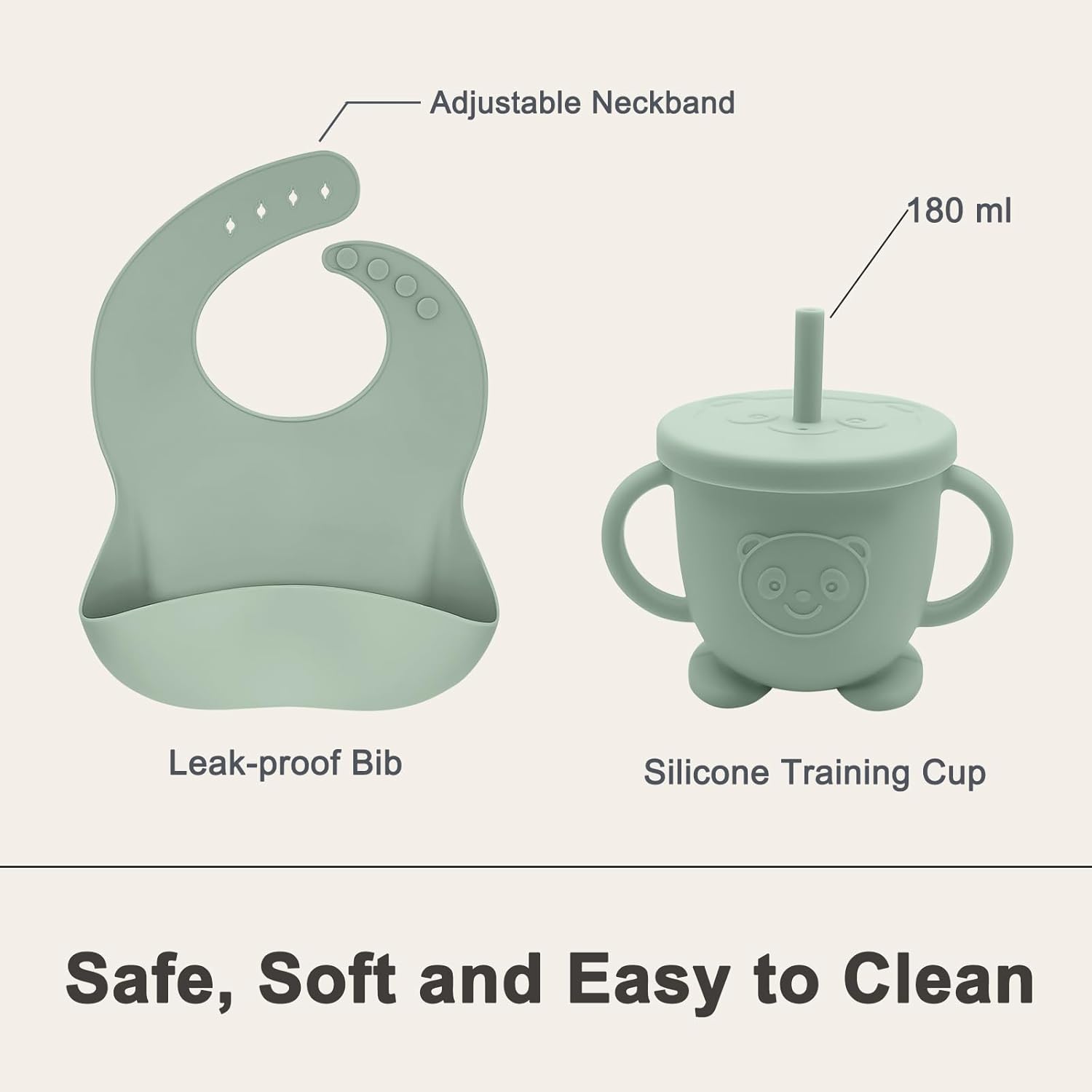 Munlinder Silicone Baby Feeding Set Light Green