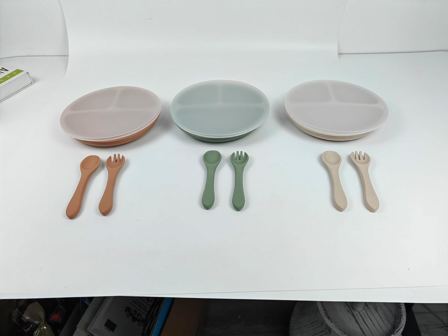 3 Pack Toddler Plates with Lids and Utensils